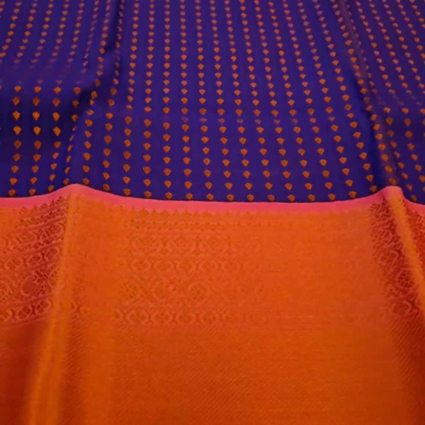 Premium Kanji Silk - Royal Blue & Pink