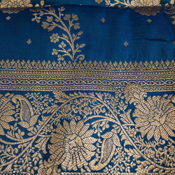 Royal Blue Banarasi Silk Saree with Silver Zari Embroidery