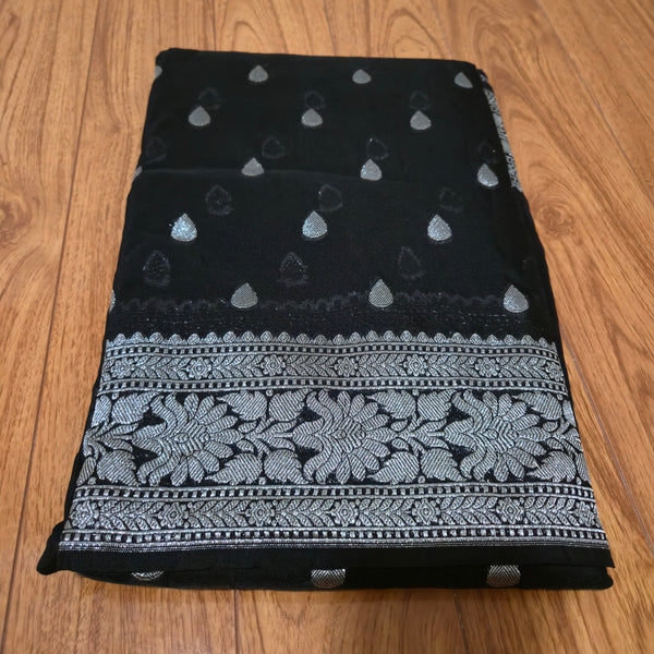 Banarasi mixwith georget saree,black saree