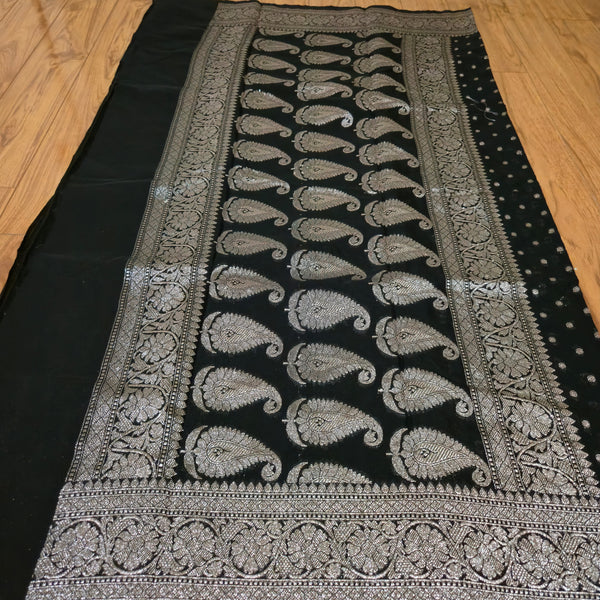 banarasi mix with georgetsaree,back saree