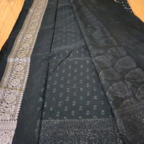 banarasi mix with georgetsaree,back saree