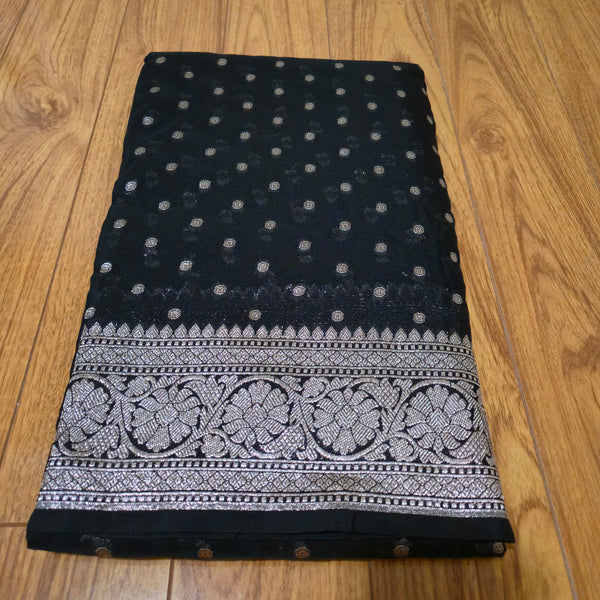 banarasi mix with georgetsaree,back saree