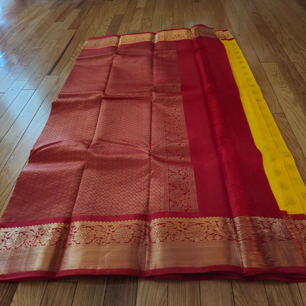 Pure Kanjivaram Silk Saree – Radiant Yellow Delight
