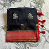 Banarasi mixed with crape saree,black saree