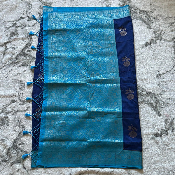 Banarasi mixed with crape saree