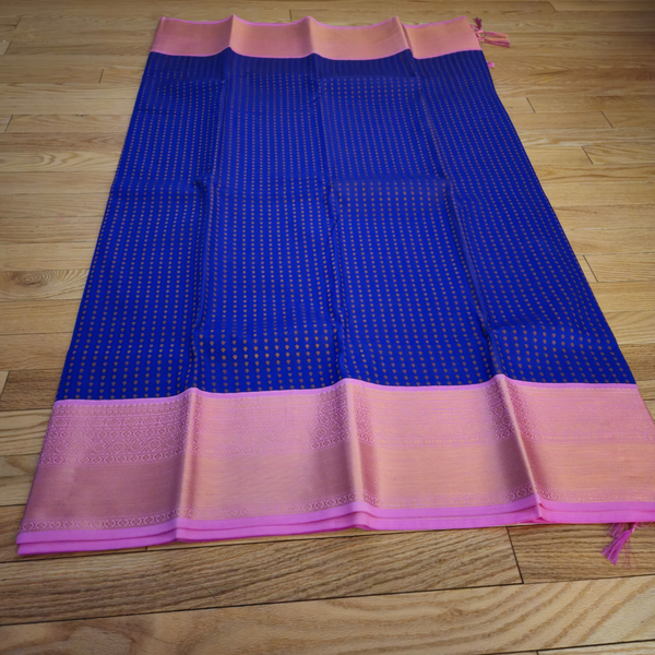 Premium Kanji Silk - Royal Blue & Pink