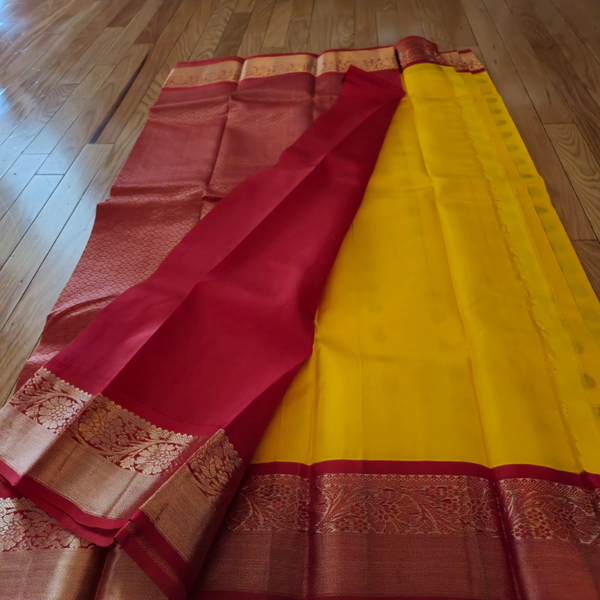 Pure Kanjivaram Silk Saree – Radiant Yellow Delight