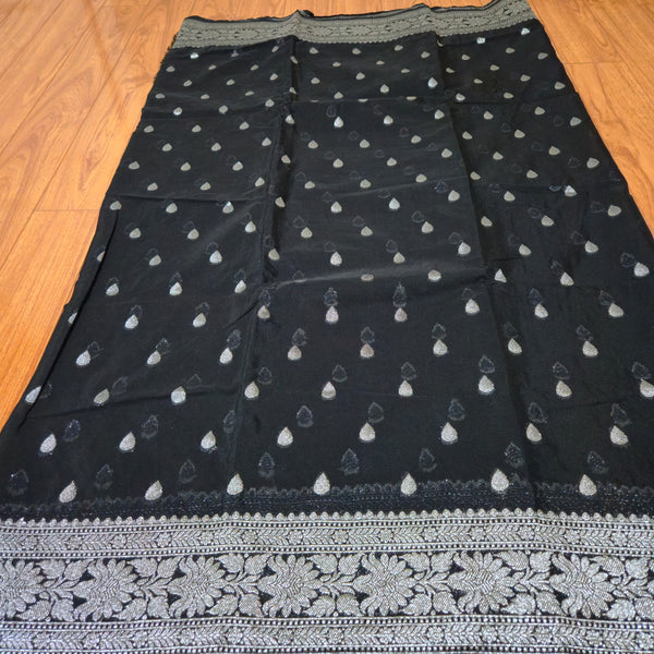 banarasi mix with georgetsaree,back saree